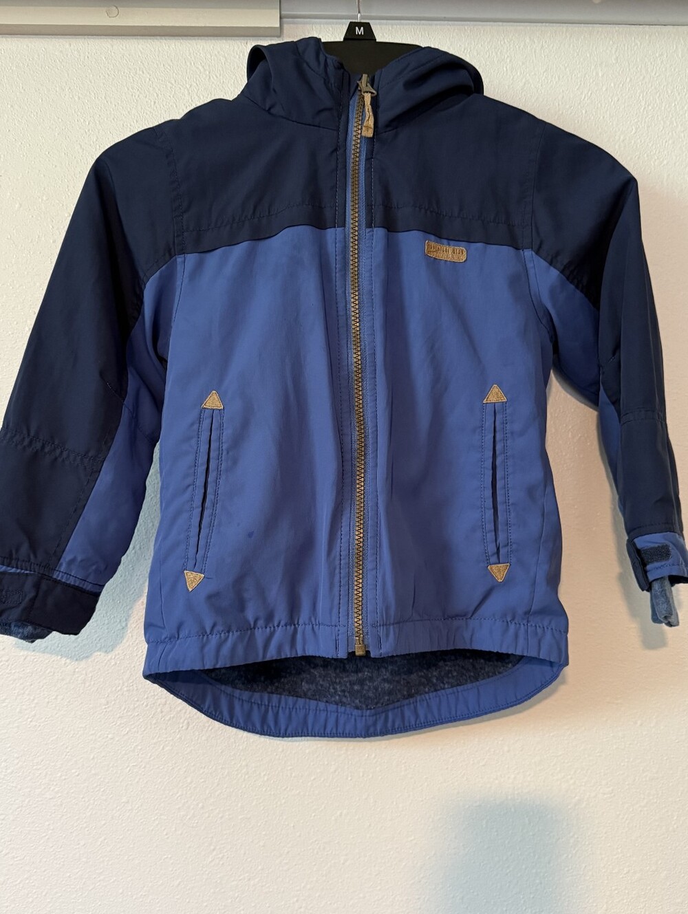 Boys Carter's Two-Tone Navy & Denim Blue Hooded Rain Jacket Size 5/6